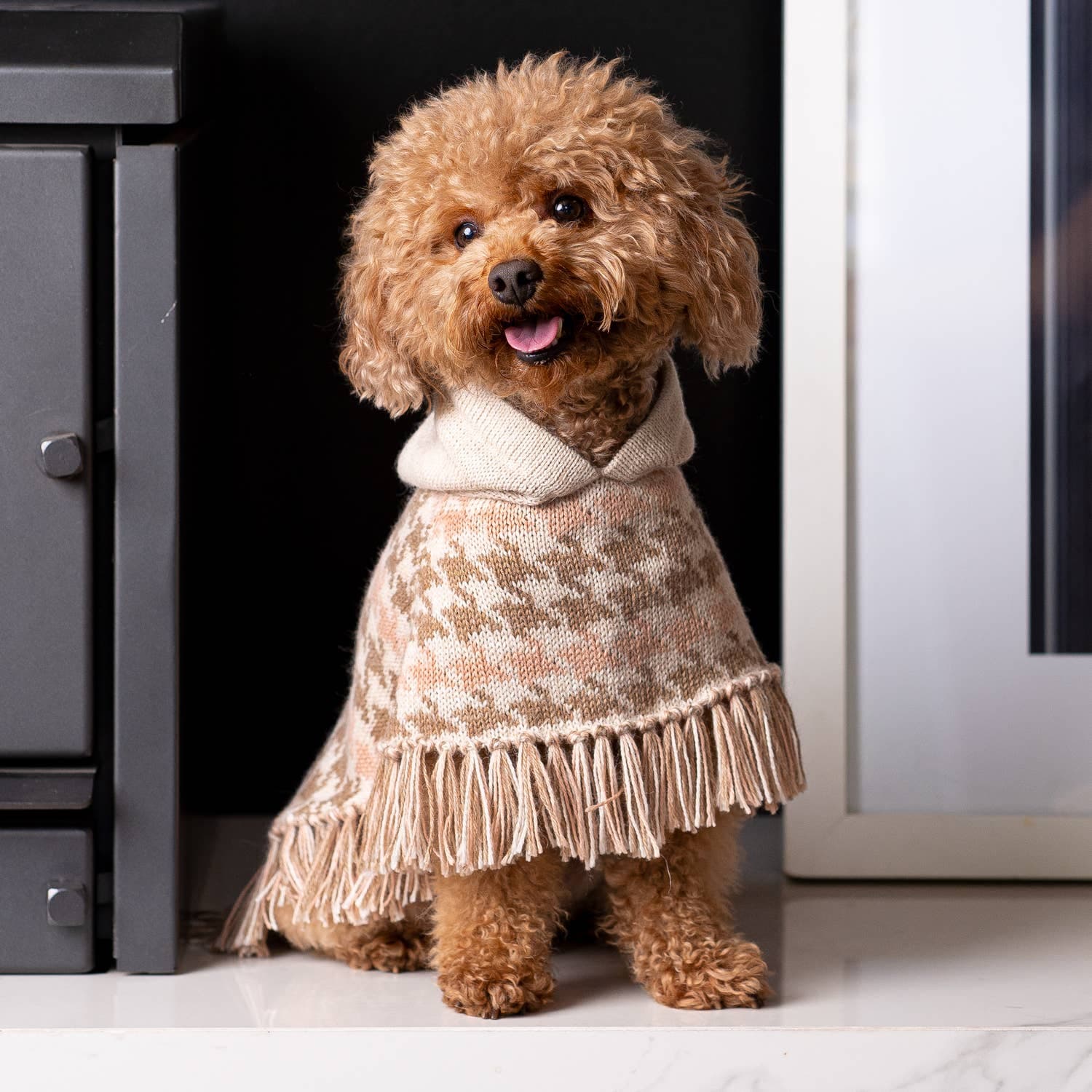 Soft Houndstooth – Alpaca Hundegenser/Poncho